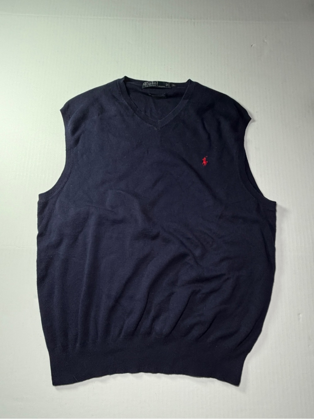 Polo Ralph Lauren Sweater Vest Mens L Navy V Neck Cotton Preppy